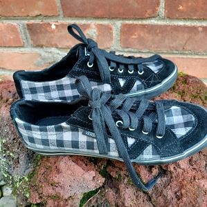 NWOT Rare Vans Black & Grey Gingham Checked Sneakers - Women's Size 7